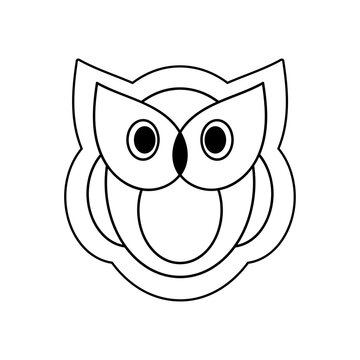 Cute and funny owl. Vector illustration. Contour logo, icon. A symbol of wisdom, learning