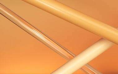 Showcase, podium, stand of stairs, golden arches for advertising, presentation of goods, products. 3d render, abstract composition, background with geometric objects and shadow on the wall. 