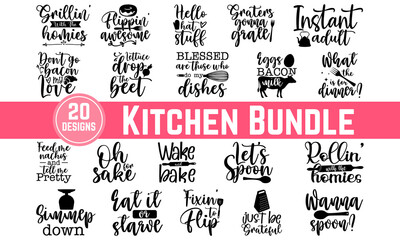 kitchen unique typography design, decoration, prints and posters, Handwritten lettering quote about food and cooking. Vector calligraphy Set icons and symbols