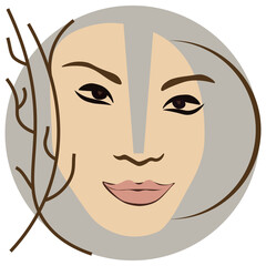 Beautiful person face poster, fashion concept, vector illustration, flat design.