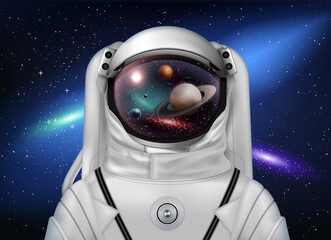Astronaut Watching Planets Composition