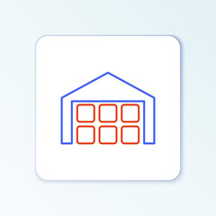 Line Warehouse icon isolated on white background. Colorful outline concept. Vector.