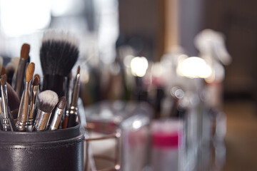 Cosmetic for make up and brows procedure for well-groomed woman or lady. Styling and lamination of...