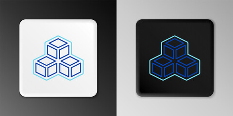 Line Isometric cube icon isolated on grey background. Geometric cubes solid icon. 3D square sign. Box symbol. Colorful outline concept. Vector.