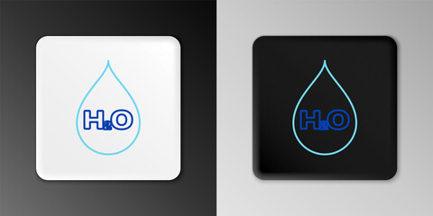 Line Water drop with H2O icon isolated on grey background. Water formula. Colorful outline concept. Vector.