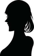 女性　横顔　シルエット