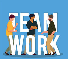 teamwork lettering people