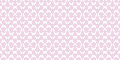 Fototapeta premium Pink and white butterfly boarder, vector pattern background