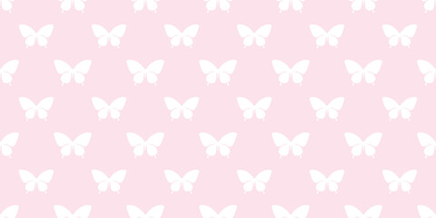 Pink and white butterfly boarder, vector pattern background