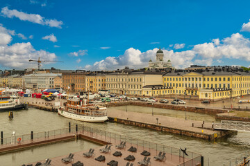 Fototapeta premium Helsinki Finland, city skyline at Helsinki old town pier and Market Square