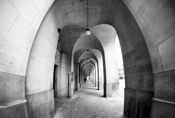 Fototapeta na wymiar Perspective Line of Tunnel of Central Library Building in Manchester