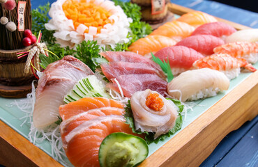 delicious japanese food sushi arrangement