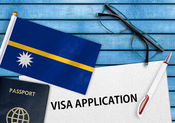 Visa application form and flag of Nauru