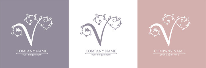Premium Vector V logo. Monnogram, lettering. Personal logo or sign for branding an elite company.