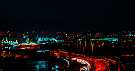 car light at night highway traffic