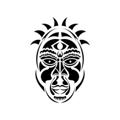 The face of the chief in Samoan style ornaments. Tattoo with Polynesian patterns. Isolated. Vector