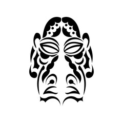 The face of the leader in the style of Polynesian ornaments. Samoan tattoo designs. Isolated. Vector