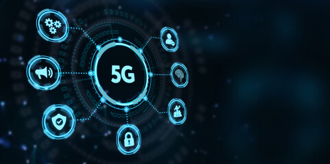 The concept of 5G network, high-speed mobile Internet, new generation networks. Business, modern technology, internet and networking concept