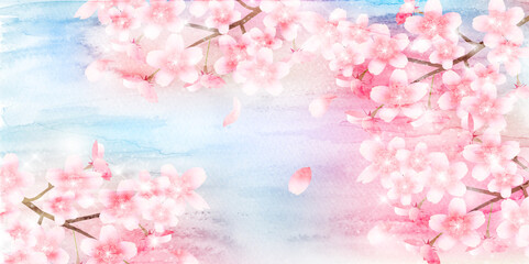 桜　水彩　春　風景