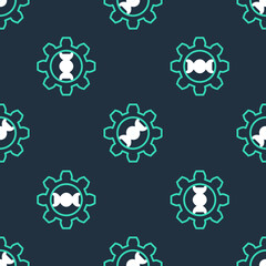 Line Genetic engineering icon isolated seamless pattern on black background. DNA analysis, genetics testing, cloning, paternity testing. Vector.