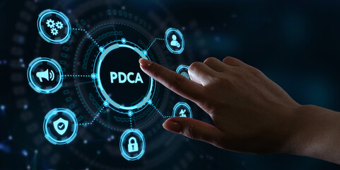 PDCA Plan Do Act Check Business technology concept. Technology, Internet and network concept.