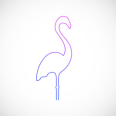 Flamingo emblem in simple line style. Beautiful Flamingo illustration. Vector one line art.