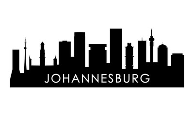 Naklejka premium Johannesburg skyline silhouette. Black Johannesburg city design isolated on white background.