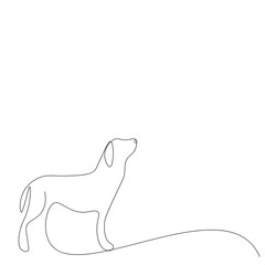 Dog silhouette line draw, vector illustration