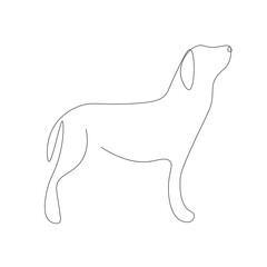 Dog silhouette line draw, vector illustration
