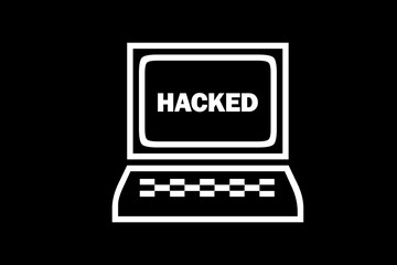 Symbol eines Computer mit dem Schlagwort HACKED