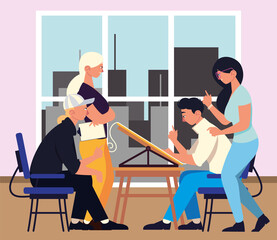 teamwork workers meeting