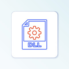 Line DLL file document. Download dll button icon isolated on white background. DLL file symbol. Colorful outline concept. Vector.