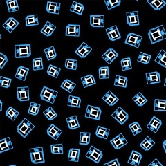 Line JS file document. Download js button icon isolated seamless pattern on black background. JS file symbol. Vector.