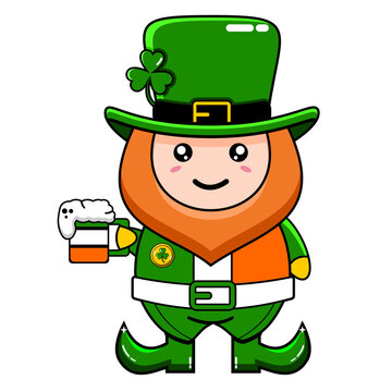 St patrick character's cute cartoon graphic design illustration with various object icons