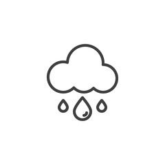 Rain and cloud line icon. linear style sign for mobile concept and web design. Cloud with raindrop outline vector icon. Symbol, logo illustration. Vector graphics