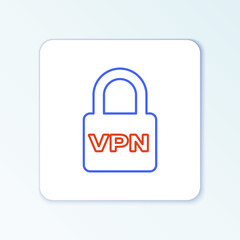 Line Lock VPN icon isolated on white background. Colorful outline concept. Vector.