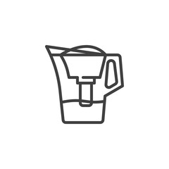 Filter water jug line icon. linear style sign for mobile concept and web design. Water filtration container outline vector icon. Symbol, logo illustration. Vector graphics