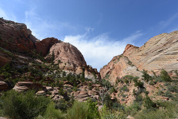 Scenic view of the rocky and mountainous terrain at Zion National Park