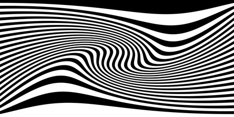 Abstract background with black and white striped zebra, futuristic waves art