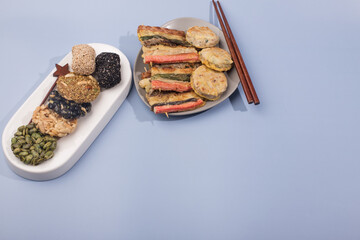korean traditional sweets and snacks with pancake.