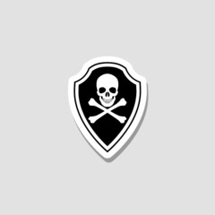 Simple Shield Skull Sticker Icon 