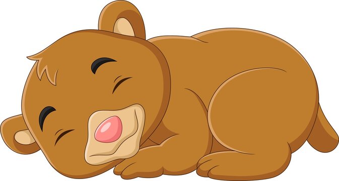 Cartoon funny baby bear sleeping