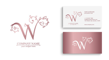 Premium Vector W logo. Monnogram, lettering and business cards. Personal logo or sign for branding an elite company.