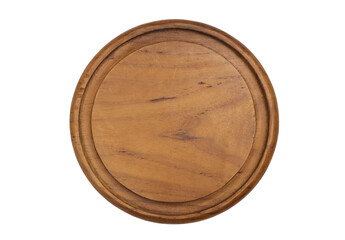 Top view of Pizza board on white background with clipping path.