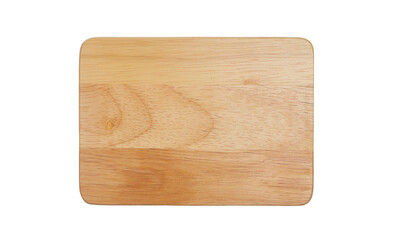 Top view of wooden chopping Board isolated on white background with clipping path.