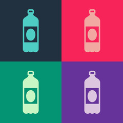 Pop art Plastic beer bottle icon isolated on color background. Vector.