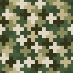 Cross pavement ornament seamless pattern. Camouflage mosaics wallpaper