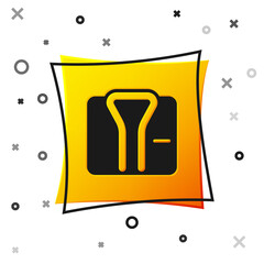 Black Bathrobe icon isolated on white background. Yellow square button. Vector.