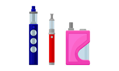 Electronic Cigarette as Electronic Device for Simulating Tobacco Smoking Vector Set