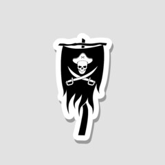 Pirate flag sticker icon isolated on white background